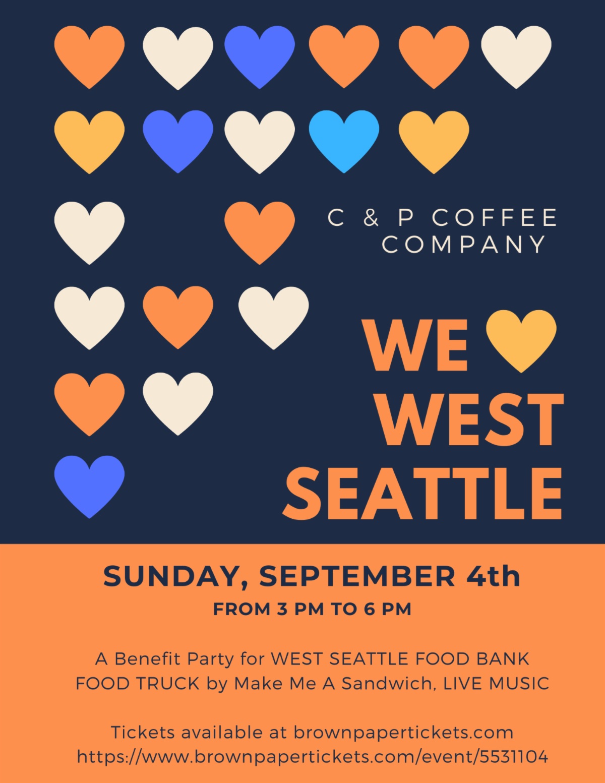 We Heart West Seattle is a party for the Food Bank at C&P Coffee Sept